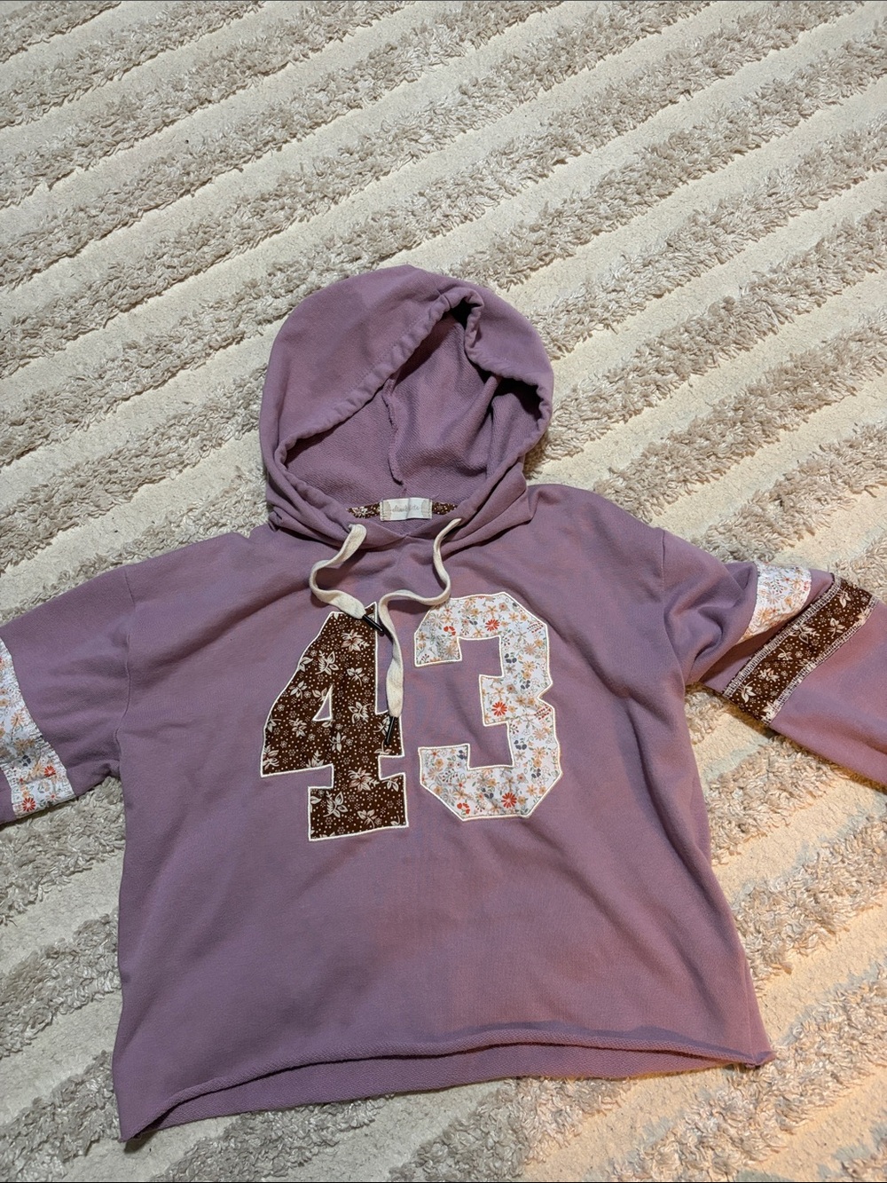 Altar'd State Lavender Patchwork Floral Graphic Hoodie Sweatshirt - Size Small